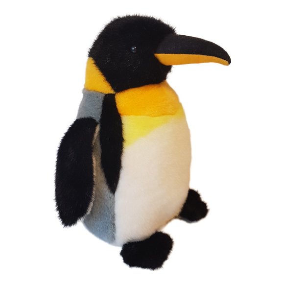 Vintage Stuffed Animal Emperor Penguin Plush Toy A-Show Japan Black White Yellow - Picture 1 of 10